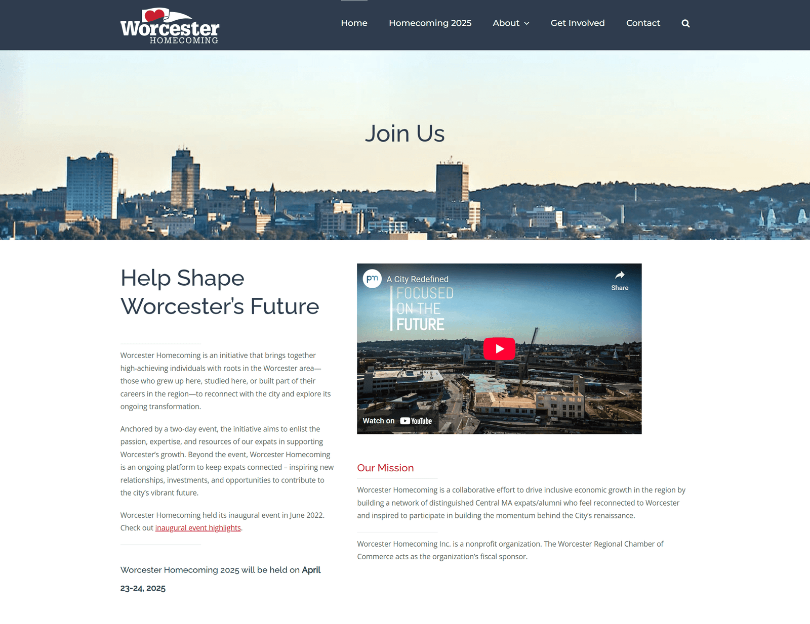 Worcester Homecoming – Website Home Page Worcester Homecoming - Website Home Page
